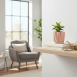 Maceta geometrica rosada 12cm con suculenta echeveria decoracion moderna