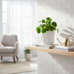 Maceta geometrica blanca 12cm con suculenta echeveria decoracion minimalista